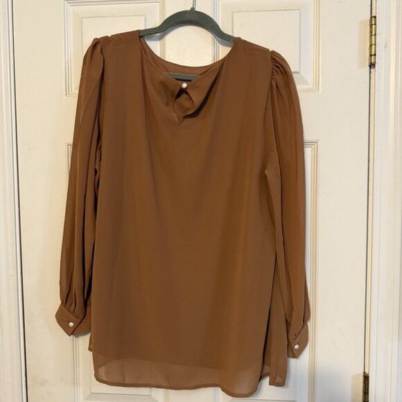 Zenana Long Sleeve Blouse Rust | Pearl Accents | NWT | Size Small - Picture 4 of 4